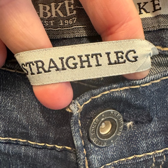 Mens BKE Denim Distressed Straight Leg Blue Jeans Size 34L - Picture 14 of 15